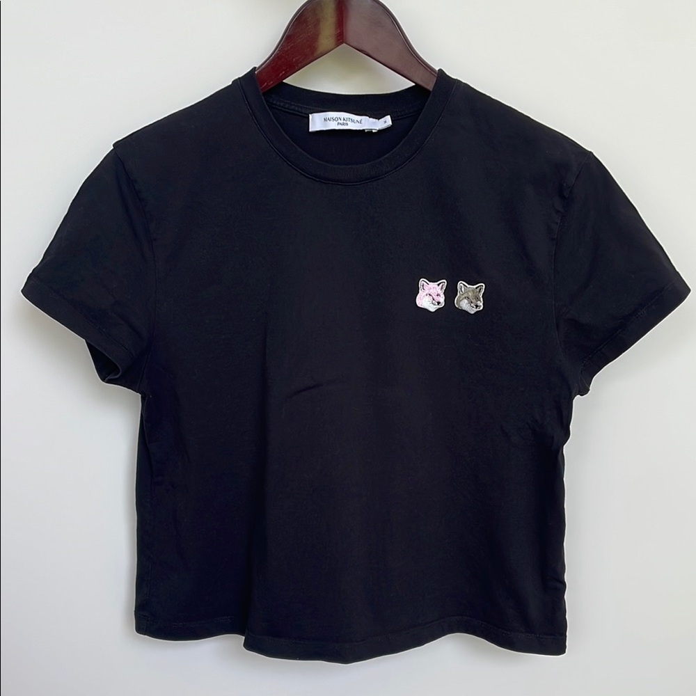 MAISON KITSUNE  Black Fox Patch Tee